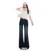 Jeans de Mezclilla Azul Transfronterizos de Cintura Alta Elásticos Micro-Flare para Mujer Estilo Nuevo Otoño 2026 Corte Delgado Moda Sencillo Versátil Acampanados