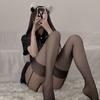 Meias de Seda Divertidas Preto Tentação Sexy Meias de Seda Sem Alça com Ponta Aberta Cor de Contraste Calcinha Falsa terno Meia-calça
