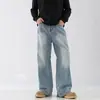 Pantalones Vaqueros Lavados Vintage Desgastados de Comercio Exterior para Hombre Primavera Otoño Calle Alta Americana Pierna Ancha Holgados Pantalones Largos hasta el Suelo Marca de Tendencia Versátiles Pantalones Largos