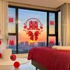 Decoração de Casamento para o Quarto da Noiva, Adesivos Estáticos Grandes de Caractere Dupla Felicidade, Adesivos de Janela para Quarto e Varanda, Adesivos de Janela Extra Grandes