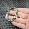 Pulsera antigua Xizang plata incrustada piscina de sangre pulsera abierta superficie de huevo verde pulsera incrustada de plata pulsera de mujer venta al por mayor