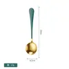 Cucharas de Acero Inoxidable Estilo Coreano Famosas en Internet para Uso en Casa, Lindas Cucharas Pequeñas para Sopa, Cucharas de Postre, Cucharas de Café, Cucharas para Sandía, Juego de Cucharas Redondas con Mango Largo