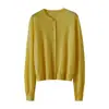 Cárdigan de punto de estilo coreano, suave, azul claro, cuello redondo, para mujer, manga larga, chaqueta suéter corta de otoño al por mayor