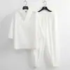 Traje Nuevo para Hombre 2025 Meditación Verano Manga Tres Cuartos Algodón y Lino de Bambú Traje de Yoga Meditación Dinastía Han Traje de Algodón y Lino Moderno