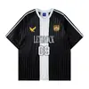 Camiseta Esportiva Listrada Retro Americana com Decote V de Manga Curta para Homens e Mulheres, Nova Tendência 2026 Camiseta Respirável para Casais