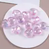 Cuentas Transparentes con Recubrimiento Uvab, Corazón Multifacético, Corazón de Melocotón, Agujero Recto, Material para Cadena de Teléfono Móvil DIY, Joyería, Accesorios Hechos a Mano