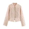 ZA comércio exterior transfronteiriço europeu e americano moda feminina, blazer popular de estampa floral slim fit no AliExpress
