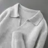 Outono/Inverno Novo 100% Lã Pura Masculino Gola Seagull Cashmere Cor Sólida Suéter de Tricô Masculino Tricô Polo