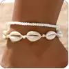 Tobilleras Transfronterizas Europeas y Americanas de Nueva Aleación Moda Playa Ol Simples Versátiles Cuentas de Arroz Concha Accesorios para el Pie de Mujer Venta al por Mayor
