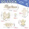 Venta al por mayor En stock Madera Pez Cruz Hoja Letra Piezas de Madera Decoración de Mesa para Fiesta Infantil Piezas de Madera Combinación Paloma