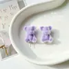 Oso de Lazo Flocado de Acrílico Lindo con Cuentas Agujero Recto Materiales para Accesorios de Cadena de Teléfono Hecha a Mano DIY
