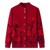 Jaqueta Cardigan de Malha Outonal para Mulheres de Meia-idade e Idosas, Roupa para Mãe, Sogra, Com Veludo Extra, Suéter Espessado, Blusa Estilo Primavera e Outono para Mãe