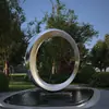 Escultura de luna de acero inoxidable, fuente de agua iluminada de metal, plaza exterior, área escénica, escultura de paisaje de parque, personalizable