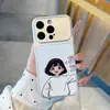 Case de Celular Eletrodepositado com Janela Grande Casal Desenho Animado Aplicável Apple 17PROMAX Borda Prateada iPhone16 À Prova de Queda