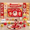 Tapiz colgante para bebé con temática de serpiente para la decoración de la escena del primer cumpleaños, Fondo de pared decorativo atmosférico para cumpleaños, Pancarta del primer cumpleaños de niña