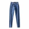 Pantalones lápiz ajustados asimétricos con hebilla oblicua de otoño para adelgazar y realzar la cadera, jeans ajustados de talle alto para adelgazar