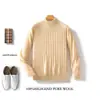 Suéter de Cuello Alto Medio Suéter de Lana para Hombre 2026 Nueva Moda Otoño e Invierno Suéter para Vestir por Capas Suéter de Punto de Color Sólido