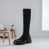 Botas Altas 2025 para Personas Pequeñas, Nuevas Botas de Otoño e Invierno, Elásticas Adelgazantes y para Aumentar la Estatura, Botas Casuales de Tacón Medio Maillard