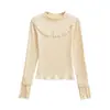 Blusa Longa de Manga Longa com Gola Meia-Alta Franzida, Suave e Elegante, para Usar por Cima, Versátil para Outono e Inverno, Camada Base Justa com Forro de Fleece para Mulheres