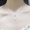 Collar apilado de doble capa en forma de V con diseño de temperamento coreano transfronterizo, la cadena de clavícula de circonita chapada en oro más vendida de Amazon.