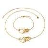 Pulsera en Forma de Corazón Dulce y Fresca Estilo K Mejor Amiga Simple Estilo Bosque Huellas Lindas Collar Simple Acero Inoxidable Juego de Dos Piezas