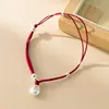 Pulsera de Hilo Rojo con Cuentas de Plata S925 Nalan Diseño Artístico Retro Estilo Chino Pulsera Ajustable S8584