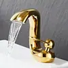 Grifo de lavabo de cascada creativo, lavabo bajo encimera, grifo de lavabo de cobre puro para baño, mueble de baño, lavabo de cobre, para uso doméstico