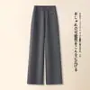 Calça Wide Leg da Moda Feminina Inverno Lã de Alto Padrão Calça Reta Novo Estilo 2026 Quente Emagrecedora Solta Caimento Casual