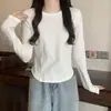 Atacado transfronteiriço outono e inverno fio vento puro linha espinha de peixe cintura fina manga longa camiseta feminina base interna