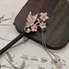 Novo Grampo de Cabelo Flor Borboleta Estilo Chinês, Grampo de Cabelo Estilo Antigo, Acessórios de Cabelo com Franjas para Mulheres, Grampo de Cabelo de Madeira, Acessórios da Dinastia Han, Penteado Super Fada