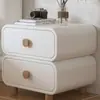 Mesa de cabeceira estilo creme, criado-mudo de madeira maciça e couro para quarto, simples moderno minimalista, sem necessidade de instalação, pequeno armário de armazenamento