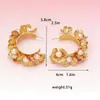 Pendientes de Moda Europea y Americana Transfronterizos Versátiles Exagerados Multicapa de Flor en Forma de C, Incrustados con Perlas, Pendientes Elegantes y Únicos de Lujo Ligero