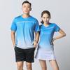Traje de bádminton de manga corta de secado rápido verano para hombre y mujer absorbente de sudor camiseta deportiva traje de entrenamiento imprimible traje de entrenamiento al por mayor