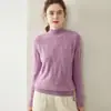 Suéter Base de Punto Grueso Retro Holgado Color Puro de Cachemira para Mujer con Cuello Medio Alto