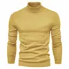 Suéter Gola Alta Liso Masculino Outono/Inverno 2025 Tricô Masculino Camisa Base Verde Militar