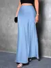 2026 Amazon Europeu e Americano Transfronteiriço Moda Feminina Elegante Cintura Alta Feminina Cor Sólida Extra Longo Cetim Cauda de Peixe Saia Outono e Inverno