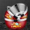 Venta al por mayor del fabricante Lavabo doméstico de acero inoxidable, Lavabo engrosado para lavar verduras, Bol para mezclar masa, Bol para sopa, Bol redondo festivo engrosado multifuncional