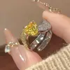 Huayoumei Joia Anel Joia Cor Exquisita Amor Zircônia Anel Nicho Alta Qualidade Aberto Personalidade Moda Mulheres