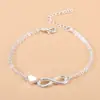 Pulsera de Nuevo Producto Transfronteriza Europea y Americana, Pulsera de Combinación de Número 8 y Corazón Moderna y de Moda, Pulsera de Aleación con Carácter Ocho Grande