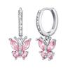 Amazon Transfronterizo Nuevo Producto Aretes de Aro Mariposa Plateados Aretes Personalizados con Piedra de Nacimiento Joyería para Fiestas Navideñas Regalos para Mujeres