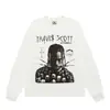 Divertido Independiente Divertido Dibujo Animado Cabeza Grande Cara Gris Cara Grande Tinta Blanca Impresión Digital Directa Camiseta de Manga Larga Top