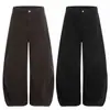 Pantalones Cargo L829 Estilo High Street Americano Unisex Gama Alta Color Sólido Diseño Deconstruido Corte Holgado para Hombre Forro Polar Tiro Bajo