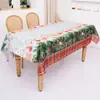Toalha de Mesa de Natal Transfronteiriça Decoração de Natal Poliéster Mesa de Jantar Mesa de Café Toalha de Mesa Estampada de Natal Adereços de Layout de Local