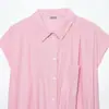 Comercio Exterior Ropa de Mujer 2026 Verano Nuevo Estilo Europeo y Americano Simple Ajustada Camisa de Rayas de Manga Corta 6009571