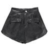 Pantalones cortos de cuero para mujer Primavera y Otoño 2023 Corea del Sur Dongdaemun cintura alta línea A pierna ancha prenda exterior pantalones básicos para botas al por mayor 8289