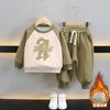 Conjunto de Roupa de Primavera para Meninos 2025 Novo Estiloso Casual Moletom de Lã Tendência Bebê Esportivo Conjunto de Duas Peças