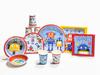 Conjunto de Pratos de Papel Descartáveis Série Robô Tigela de Papel Prato de Comida 350g Revestido Copo de Aniversário Infantil Ecológico