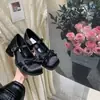 Alilovers ¡Guau! Hermosos y Dulces Zapatos Mary Jane Cuadrados con Tacón Grueso y Lazo con un Suave Acabado Satinado