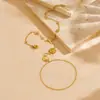 Pulsera de Acero Inoxidable con Estrella de Ocho Puntas Dorada, Sol y Luna, con Cadena para el Dedo en el Dorso de la Mano Pulsera Sol Luna