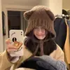 Chapéu de Pelúcia para Mulheres, Chapéu de Urso Fofo, Novo Estilo de Inverno, Aba Larga, Proteção para Orelhas, Aquecimento ao Ar Livre, Pelo Sintético de Coelho para Proteger do Frio